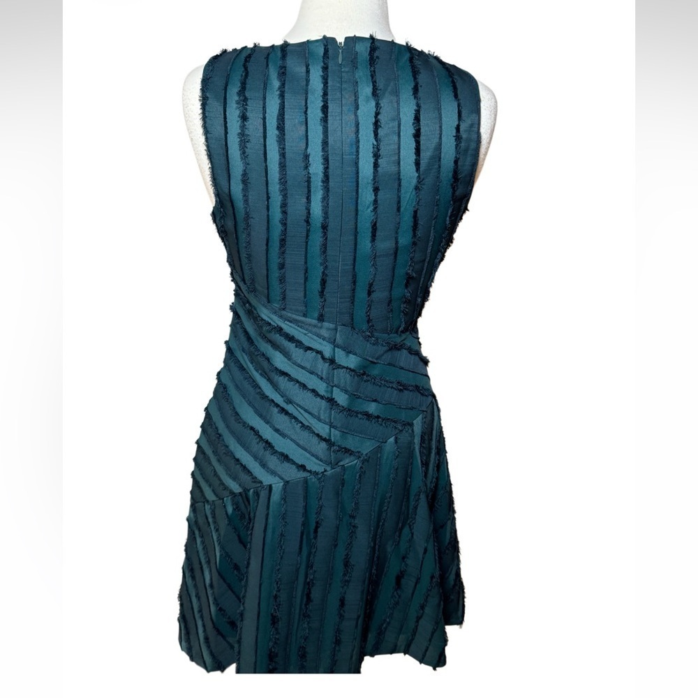Rebecca Taylor Forest Green Eyelash Striped Skater Skirt Mini Dress-Size 4 NWT - Picture 6 of 15